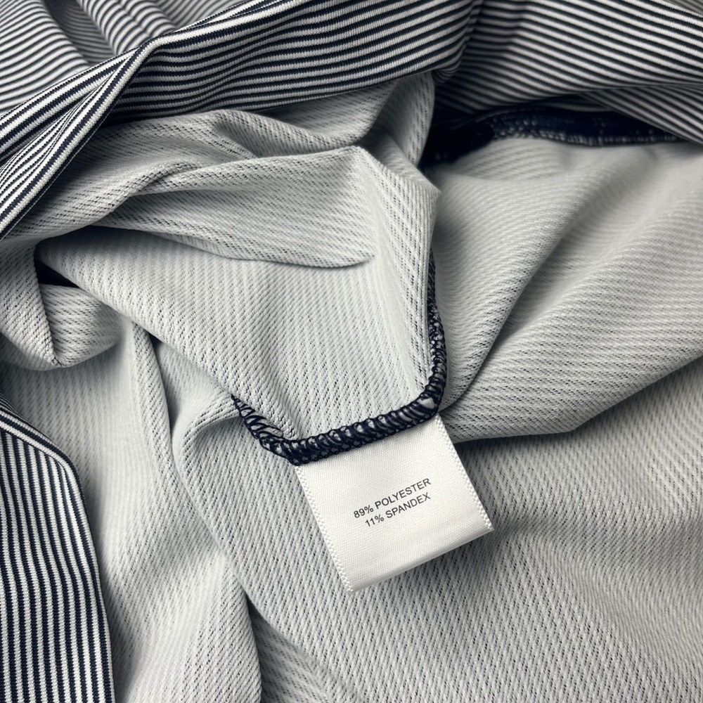 Peter Millar Quarter Zip Pullover Mens XXL Navy White Striped Performance B Logo - Picture 8 of 9